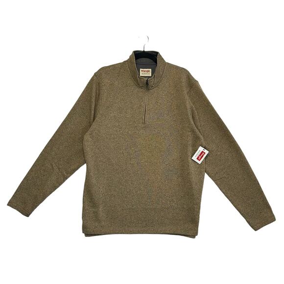 Wrangler Authentics Long Sleeve Fleece Quarter Zip Pullover NWT Men's Sz M Brown - Picture 1 of 6